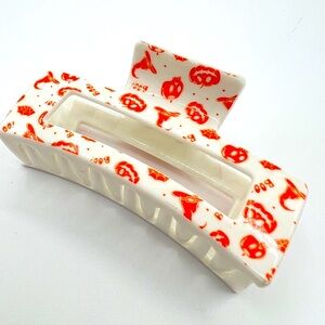 Orange Halloween Images on White Hair Clip New